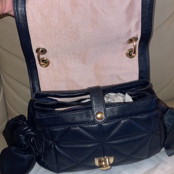 Authentic Z Spoke By Zac Posen double bow leather navy blue Bag - Picture 9 of 16